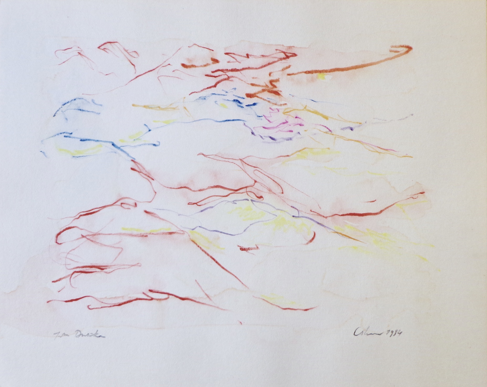 Jacques Calonne dessin aux crayons de couleur 1984
